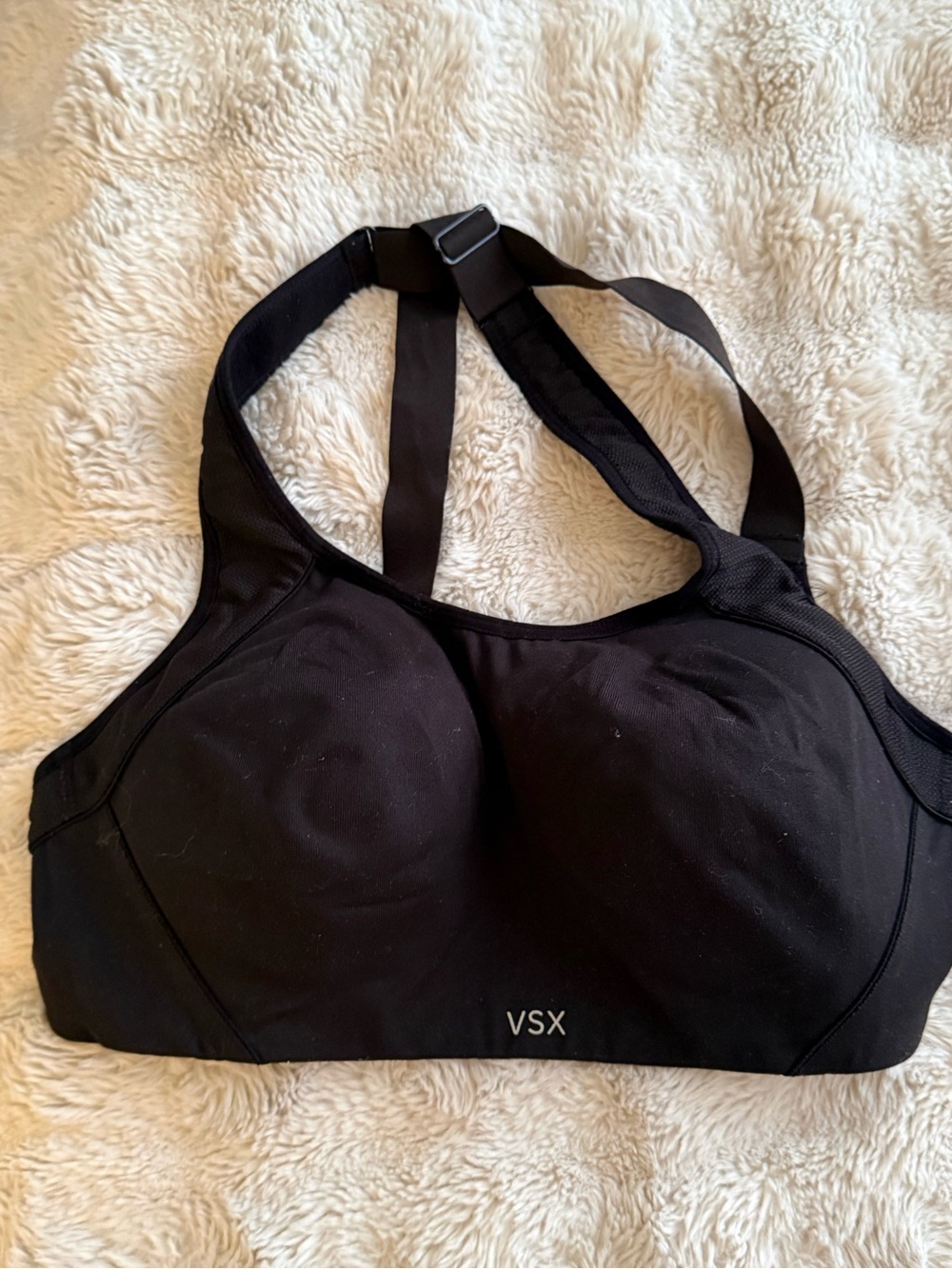 VSX Black Padded High-Impact Sports Bra with Adjustable Straps